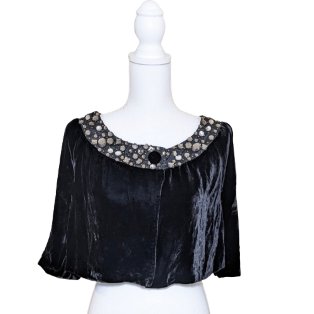 JOOLAY Sequined/Beaded Velvet Evening Jacket/Shrug 20s/30s Vibe